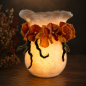Preview: Handgefilztes Windlicht mit filigraner Blumenranke – liebevoll dekoriertes Unikat